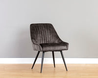 Sunpan Chardon Dining Chair In Nono Petrol/Shitake/Tapenade Gold