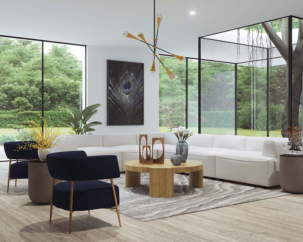 Sunpan Alouette Coffee Table in Aged Oak/Dark Brown