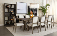 Sunpan Aurelia Dining Chair in Ash Grey and Linoso Ivory/Dark Brown and Linoso Light Grey