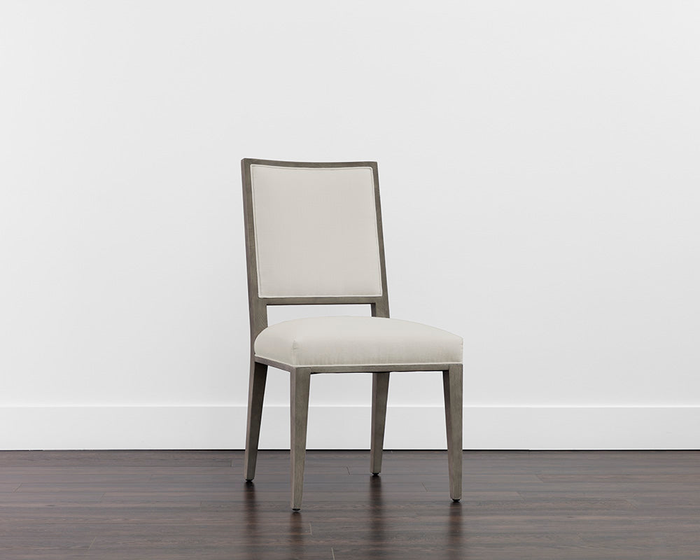 Sunpan Aurelia Dining Chair in Ash Grey and Linoso Ivory/Dark Brown and Linoso Light Grey