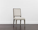 Sunpan Aurelia Dining Chair in Ash Grey and Linoso Ivory/Dark Brown and Linoso Light Grey