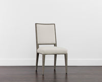 Sunpan Aurelia Dining Chair in Ash Grey and Linoso Ivory/Dark Brown and Linoso Light Grey