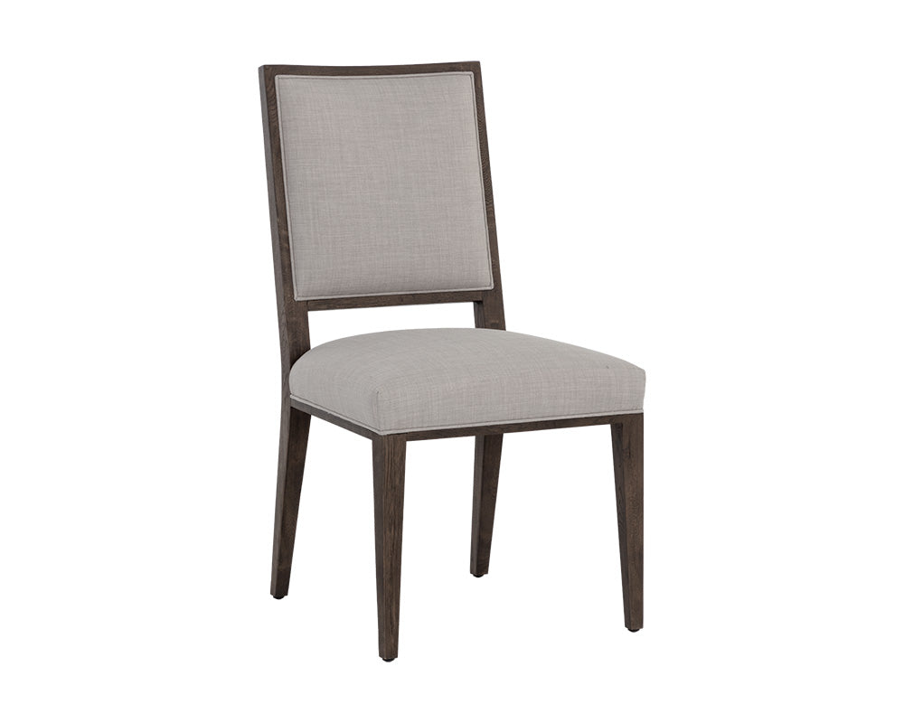 Sunpan Aurelia Dining Chair in Ash Grey and Linoso Ivory/Dark Brown and Linoso Light Grey