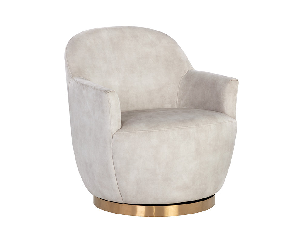 Sunpan Casey Swivel Lounge Chair in Nono Cream/  Petrol / Shitake