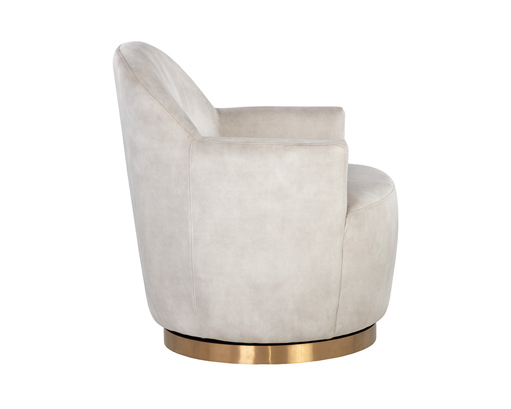 Sunpan Casey Swivel Lounge Chair in Nono Cream/  Petrol / Shitake