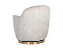 Sunpan Casey Swivel Lounge Chair in Nono Cream/  Petrol / Shitake