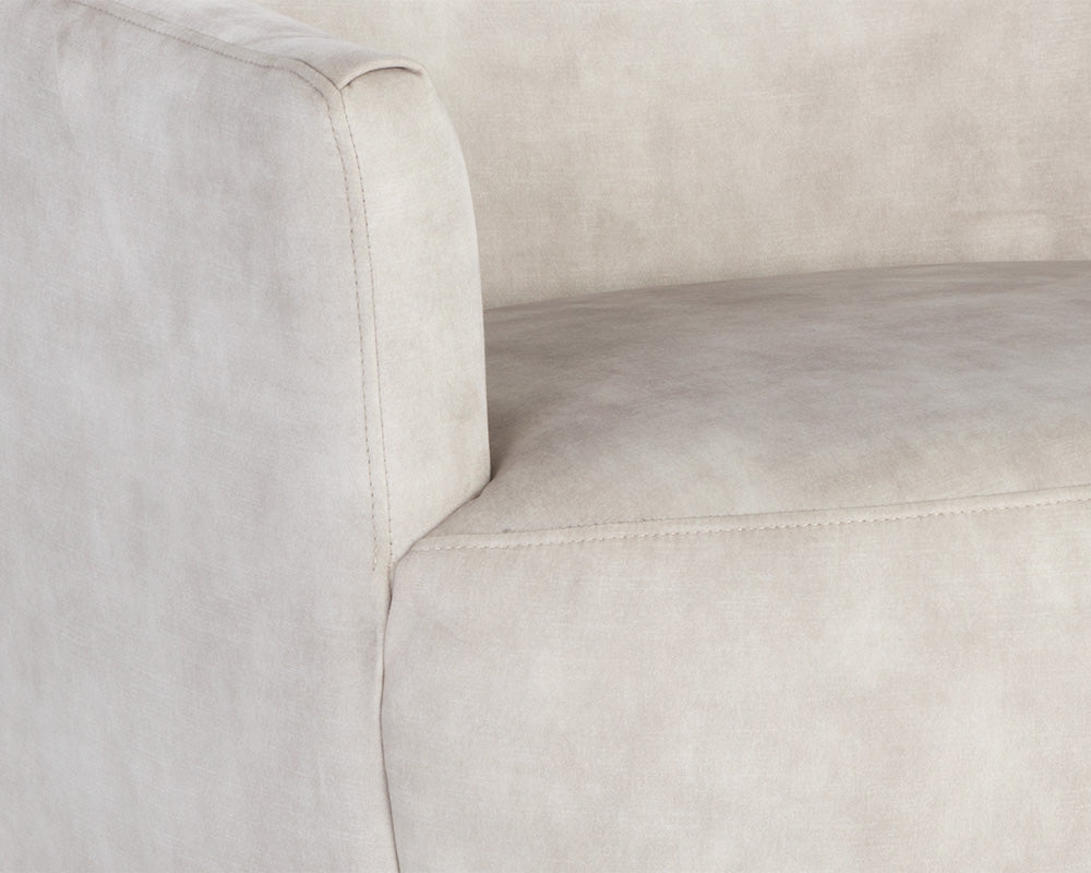 Sunpan Casey Swivel Lounge Chair in Nono Cream/  Petrol / Shitake