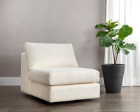 Sunpan Cascade Swivel Armless Chair In Liv Dove/Indigo/Pearl/Wicker