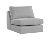Sunpan Cascade Swivel Armless Chair In Liv Dove/Indigo/Pearl/Wicker