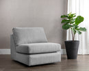 Sunpan Cascade Swivel Armless Chair In Liv Dove/Indigo/Pearl/Wicker