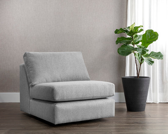 Sunpan Cascade Swivel Armless Chair In Liv Dove/Indigo/Pearl/Wicker