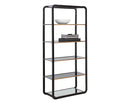 Sunpan Ambretta Bookcase in Black and Smoke Grey/Gold and Clear - Large