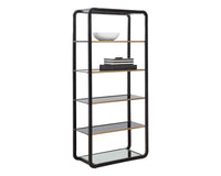 Sunpan Ambretta Bookcase in Black and Smoke Grey/Gold and Clear - Large
