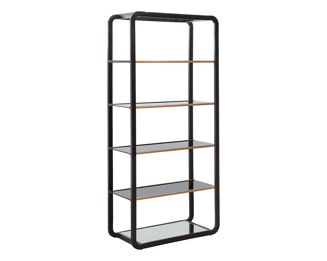 Sunpan Ambretta Bookcase in Black and Smoke Grey/Gold and Clear - Large