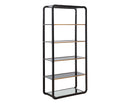 Sunpan Ambretta Bookcase in Black and Smoke Grey/Gold and Clear - Large