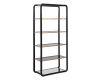 Sunpan Ambretta Bookcase in Black and Smoke Grey/Gold and Clear - Large