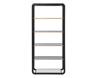 Sunpan Ambretta Bookcase in Black and Smoke Grey/Gold and Clear - Large