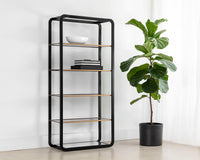 Sunpan Ambretta Bookcase in Black and Smoke Grey/Gold and Clear - Large