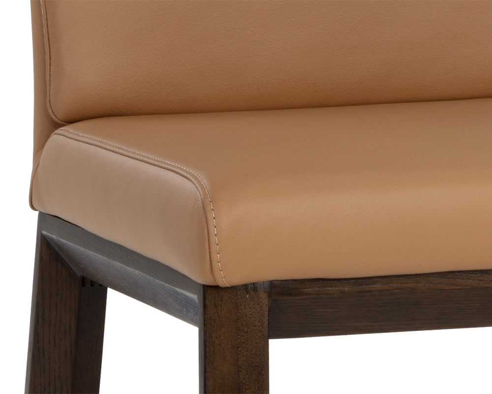 Sunpan Cashel Dining Chair In Alpine Grey Leather/Linea Wood Leather