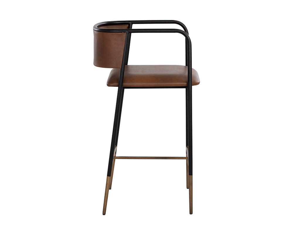 Sunpan Brenan Counter Stool in Bravo Admiral / Cognac / Zenith Alabaster