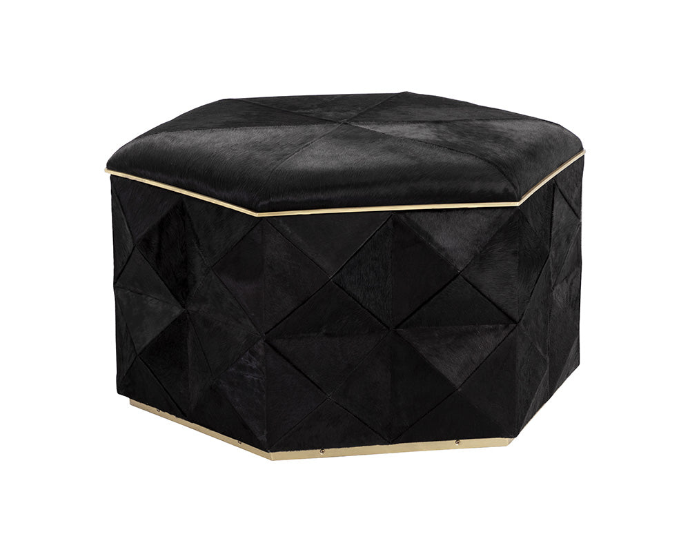 Sunpan Ashanti Storage Ottoman in Gold and Black/Silver and Grey - Large