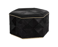 Sunpan Ashanti Storage Ottoman in Gold and Black/Silver and Grey - Large