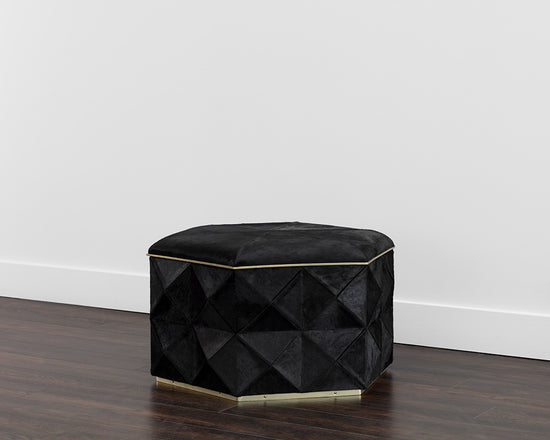 Sunpan Ashanti Storage Ottoman in Gold and Black/Silver and Grey - Large