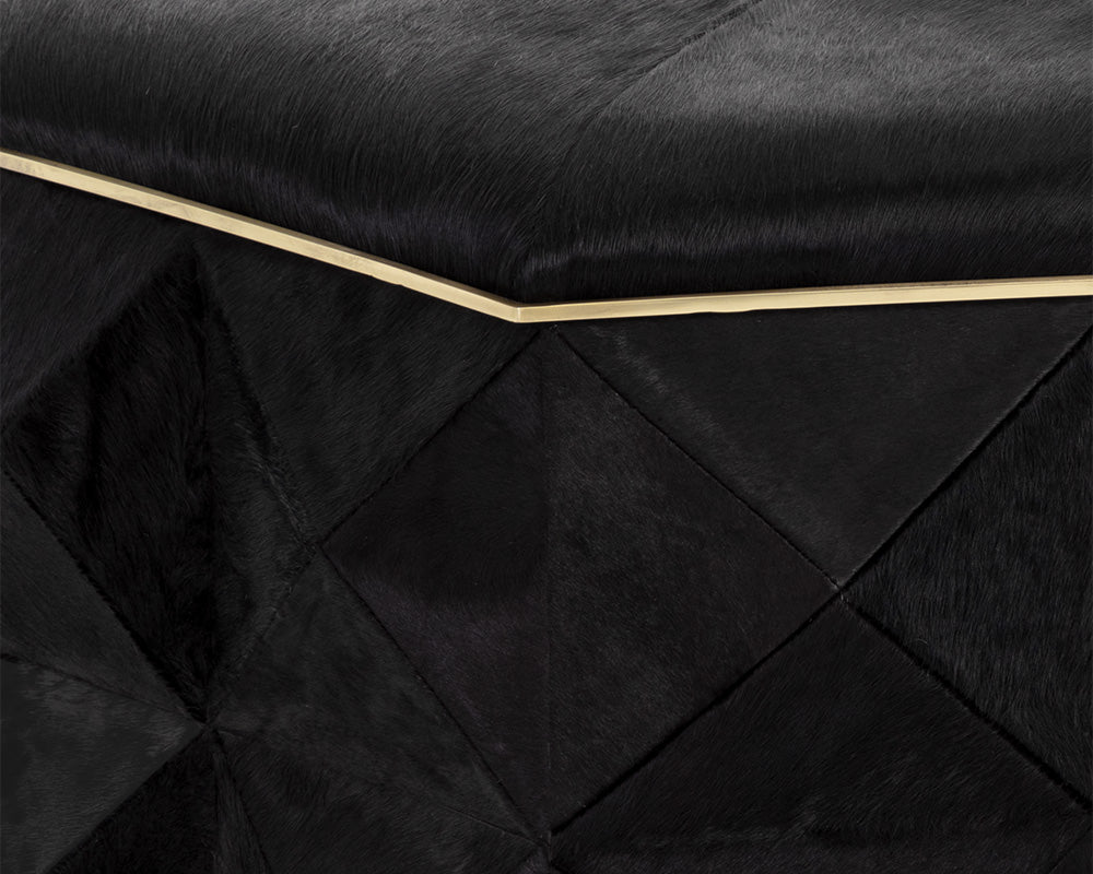 Sunpan Ashanti Storage Ottoman in Gold and Black/Silver and Grey - Large
