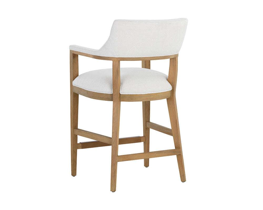 Sunpan Brylea Counter Stool in Brown And Shalimar Tobacco Leather / Natural in Heather Ivory Tweed