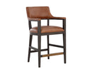 Sunpan Brylea Counter Stool in Brown And Shalimar Tobacco Leather / Natural in Heather Ivory Tweed