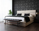 Sunpan Beckham Bed - King - Chacha Cream/Quilted Abbington Charred Brown