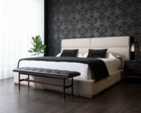 Sunpan Beckham Bed - King - Chacha Cream/Quilted Abbington Charred Brown