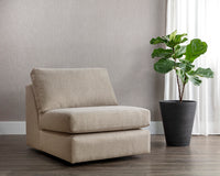Sunpan Cascade Swivel Armless Chair In Liv Dove/Indigo/Pearl/Wicker