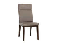 Sunpan Cashel Dining Chair In Alpine Grey Leather/Linea Wood Leather