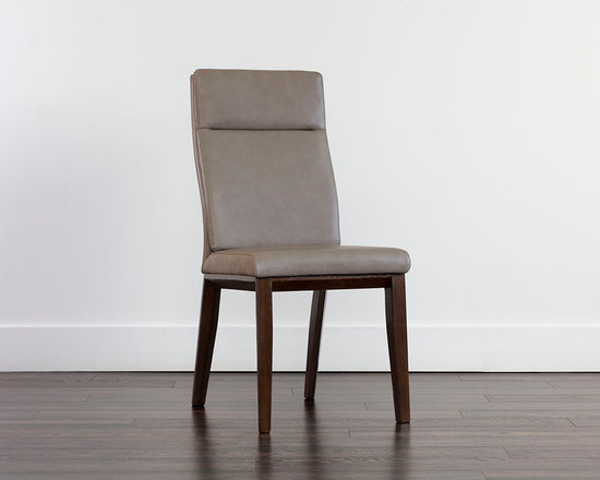 Sunpan Cashel Dining Chair In Alpine Grey Leather/Linea Wood Leather