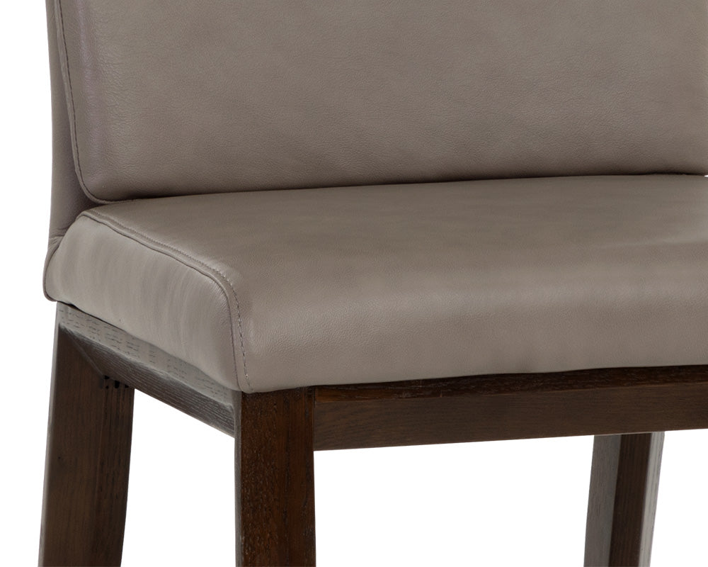Sunpan Cashel Dining Chair In Alpine Grey Leather/Linea Wood Leather