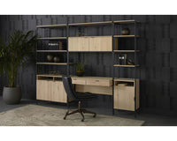Sunpan Ambrose Modular Bookcase in Champagne Gold And Cream/Rustic Oak And Black - Large