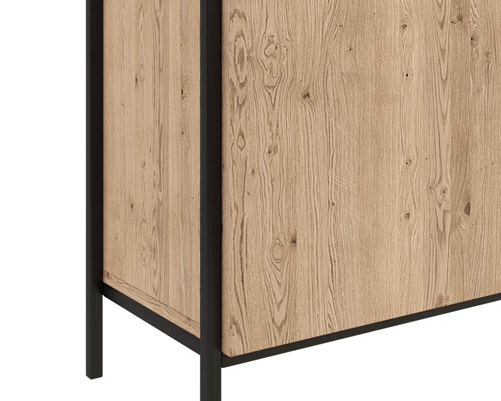 Sunpan Ambrose Modular Bookcase in Champagne Gold And Cream/Rustic Oak And Black - Large