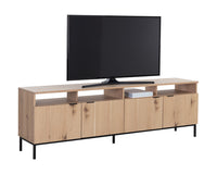 Sunpan Ambrose Modular Media Console in Cabinet in Champagne Gold And Cream/Rustic Oak and Black