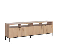 Sunpan Ambrose Modular Media Console in Cabinet in Champagne Gold And Cream/Rustic Oak and Black