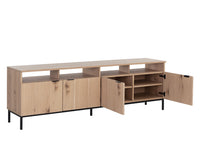 Sunpan Ambrose Modular Media Console in Cabinet in Champagne Gold And Cream/Rustic Oak and Black