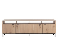 Sunpan Ambrose Modular Media Console in Cabinet in Champagne Gold And Cream/Rustic Oak and Black