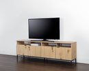 Sunpan Ambrose Modular Media Console in Cabinet in Champagne Gold And Cream/Rustic Oak and Black
