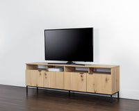 Sunpan Ambrose Modular Media Console in Cabinet in Champagne Gold And Cream/Rustic Oak and Black