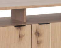 Sunpan Ambrose Modular Media Console in Cabinet in Champagne Gold And Cream/Rustic Oak and Black