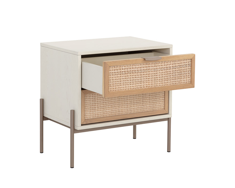 Sunpan Avida Nightstand in Champagne Gold and Cream/Black