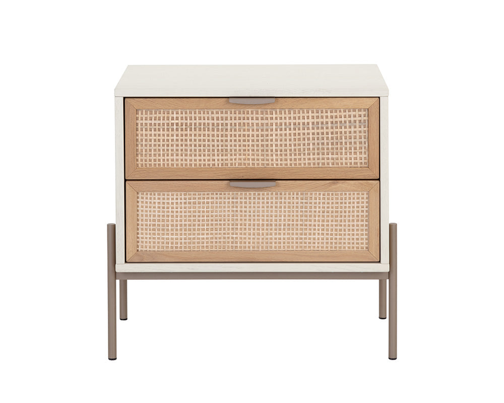 Sunpan Avida Nightstand in Champagne Gold and Cream/Black
