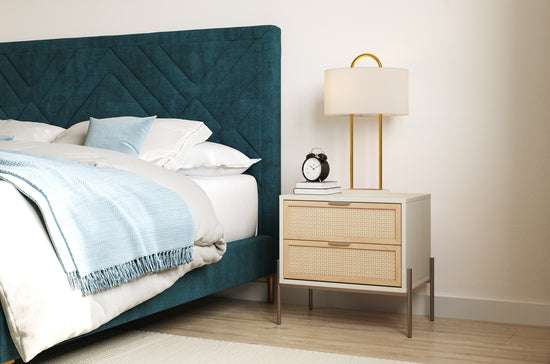 Sunpan Avida Nightstand in Champagne Gold and Cream/Black