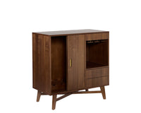 Sunpan Caven Bar Cabinet In Light Oak/Walnut