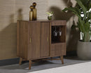 Sunpan Caven Bar Cabinet In Light Oak/Walnut